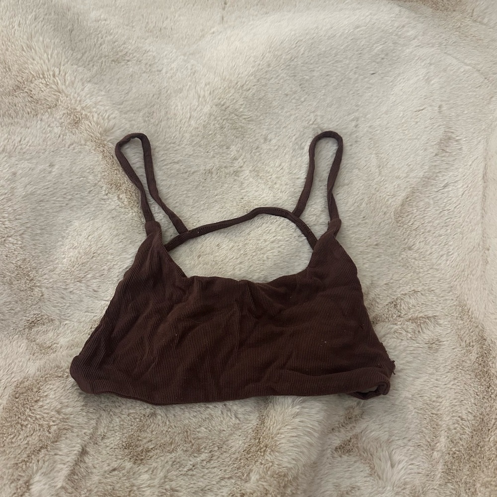 backless brown tank top